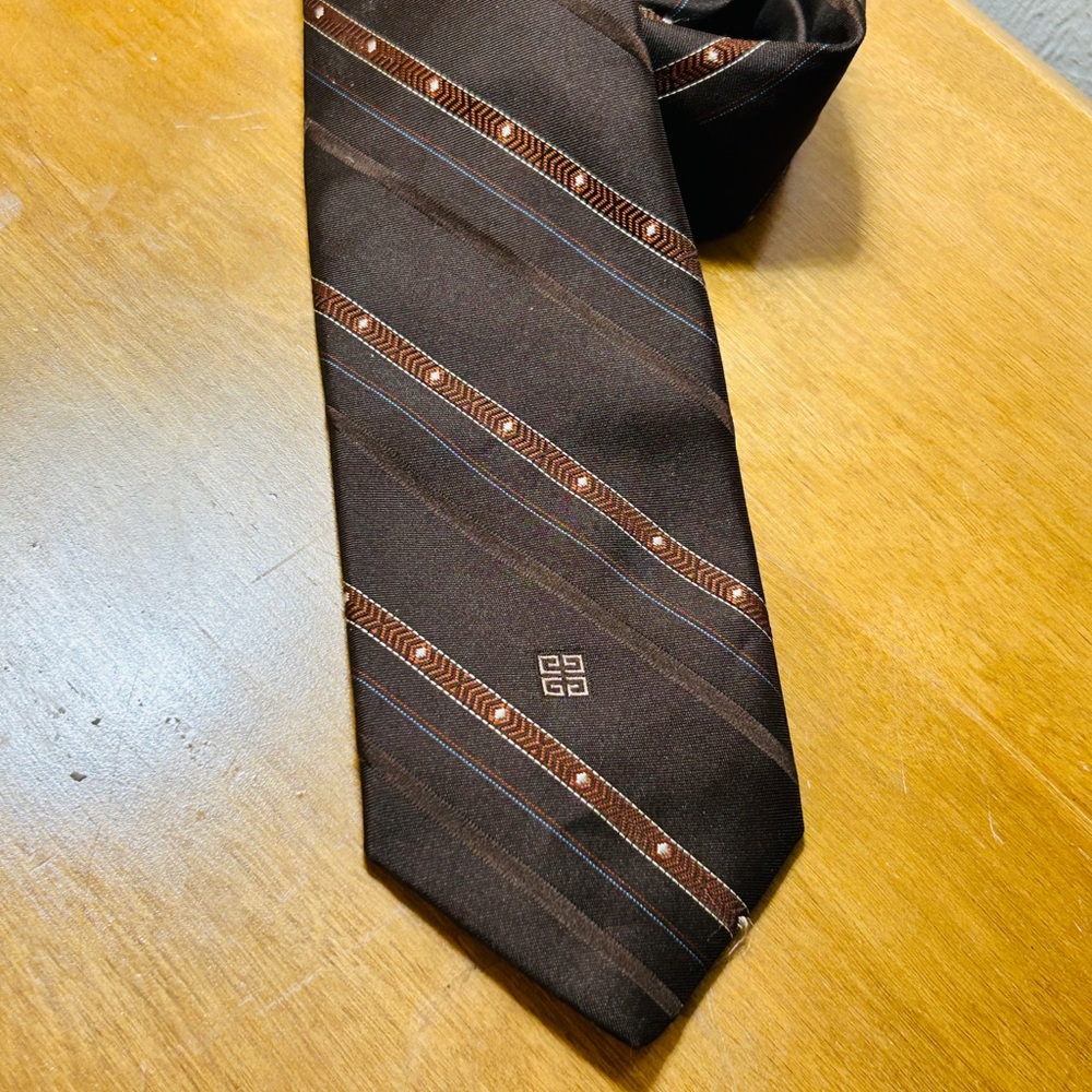 Vintage Givenchy Men's Brown Stripe Tie
